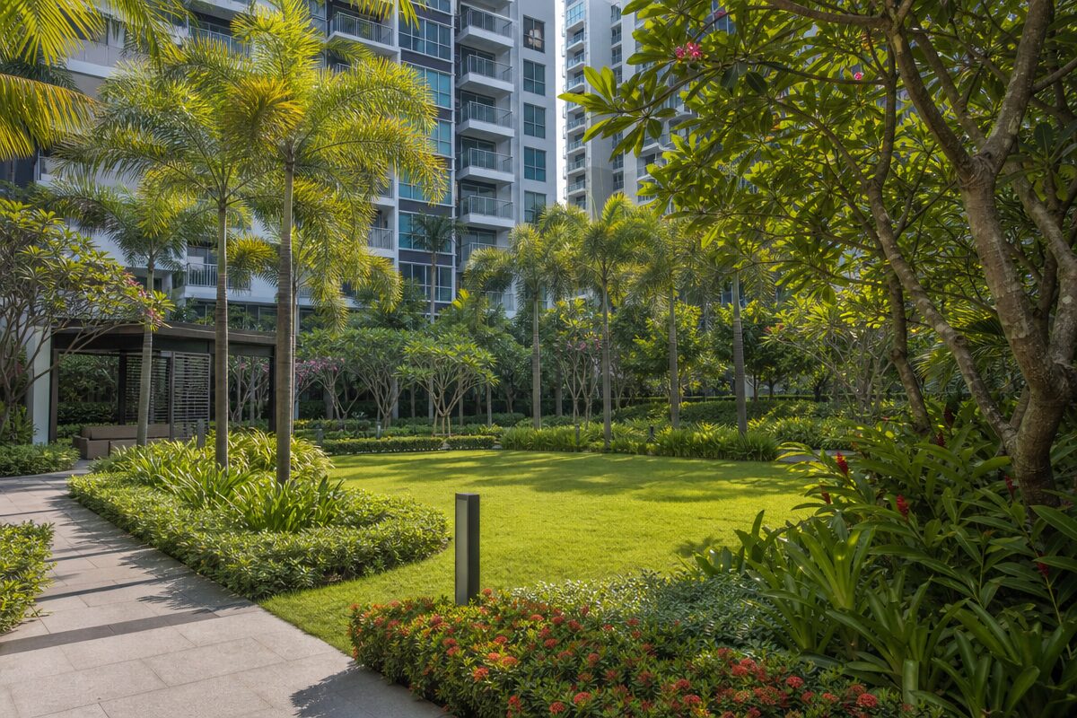 Asia Cite landscape maintenance team at work in Singapore